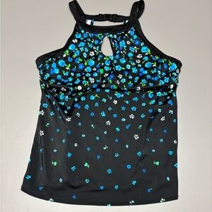 Longitude Tankini swim top black size 16
